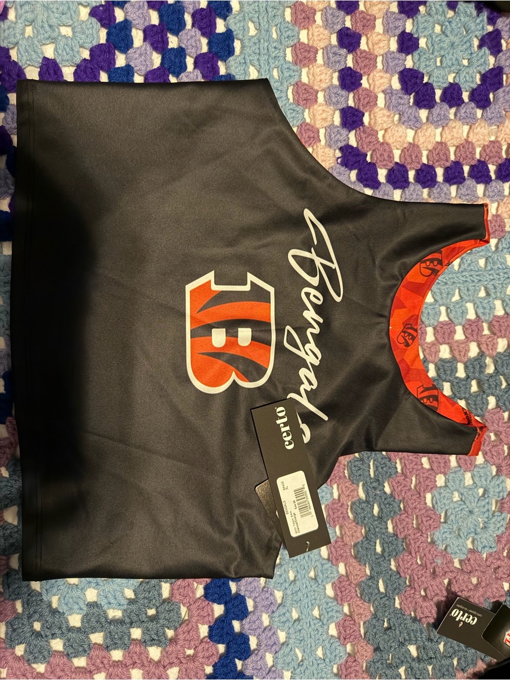 Women's Black Tank Top with Orange Accents - Bengals Graphic